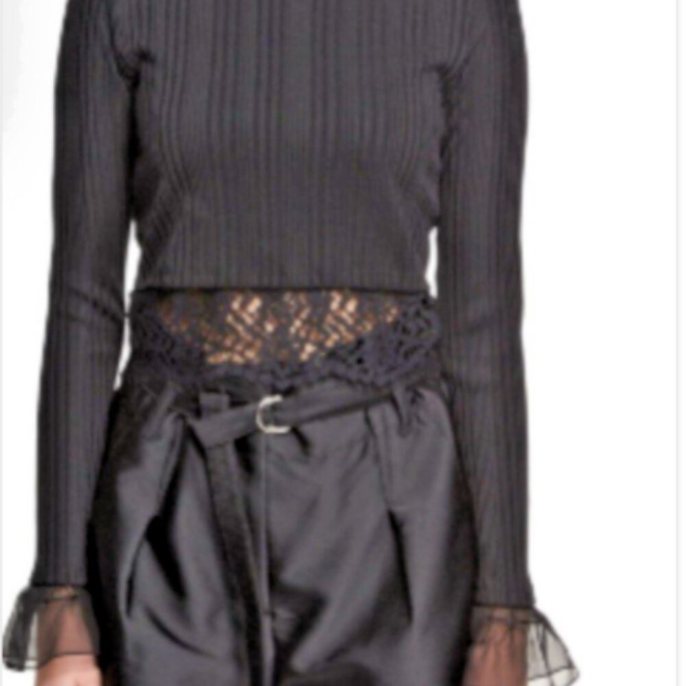 3.1 Phillip Lim Black Lace Detail Crop Top